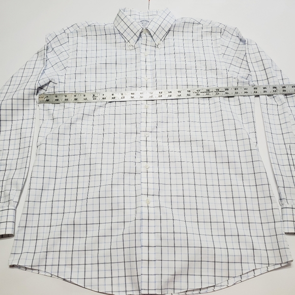 Brooks Brothers Regent Fit Blue & White Check Pattern Men's Dress Shirt - Picture 3 of 4